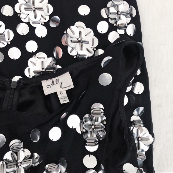 Milly Black Dress w/ Silver Paillette Sequins - Picture 8 of 8